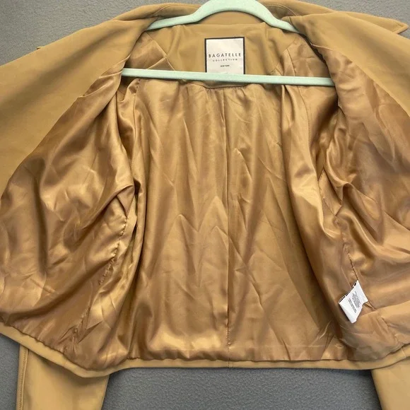 Bagatelle Collection Women's Tan Stretch Cropped Open Front Jacket Size Large - Picture 3 of 7